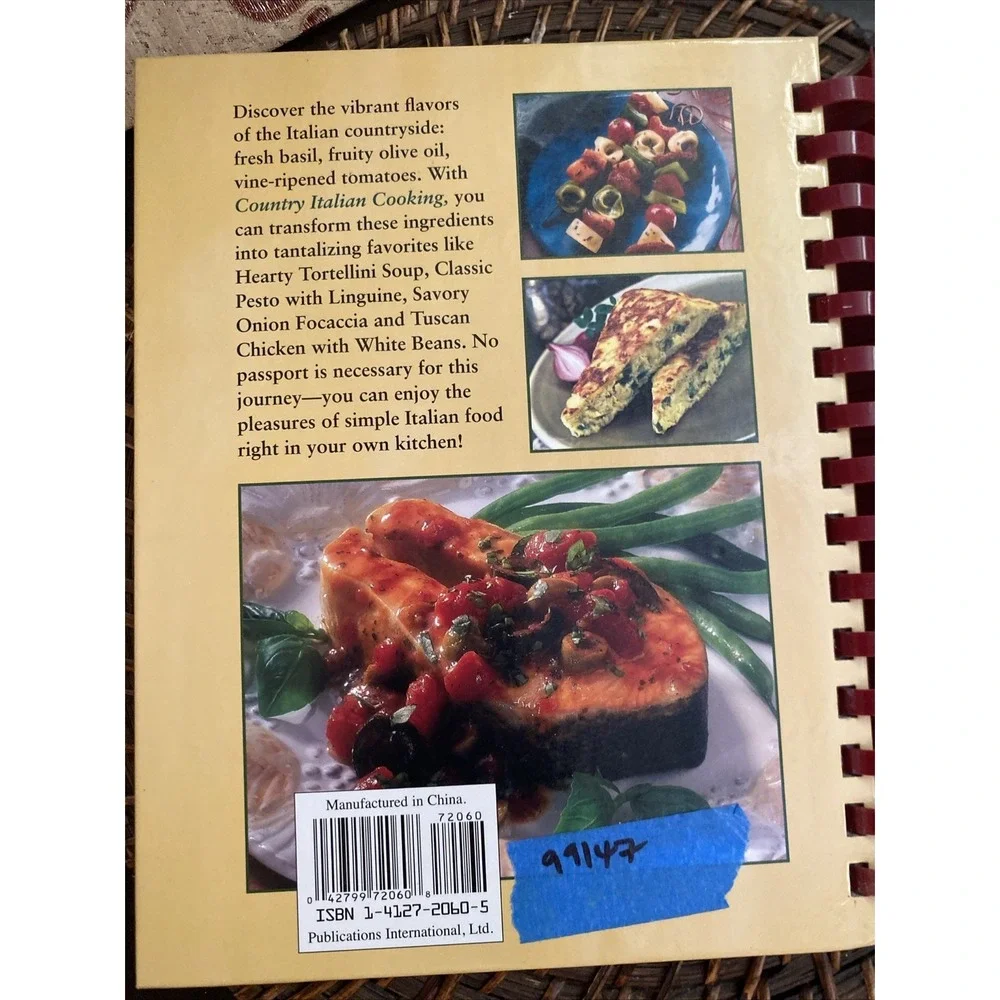 Italian Cookbook Country Italian Cooking 2004 Hardcover Spiral Publications Int